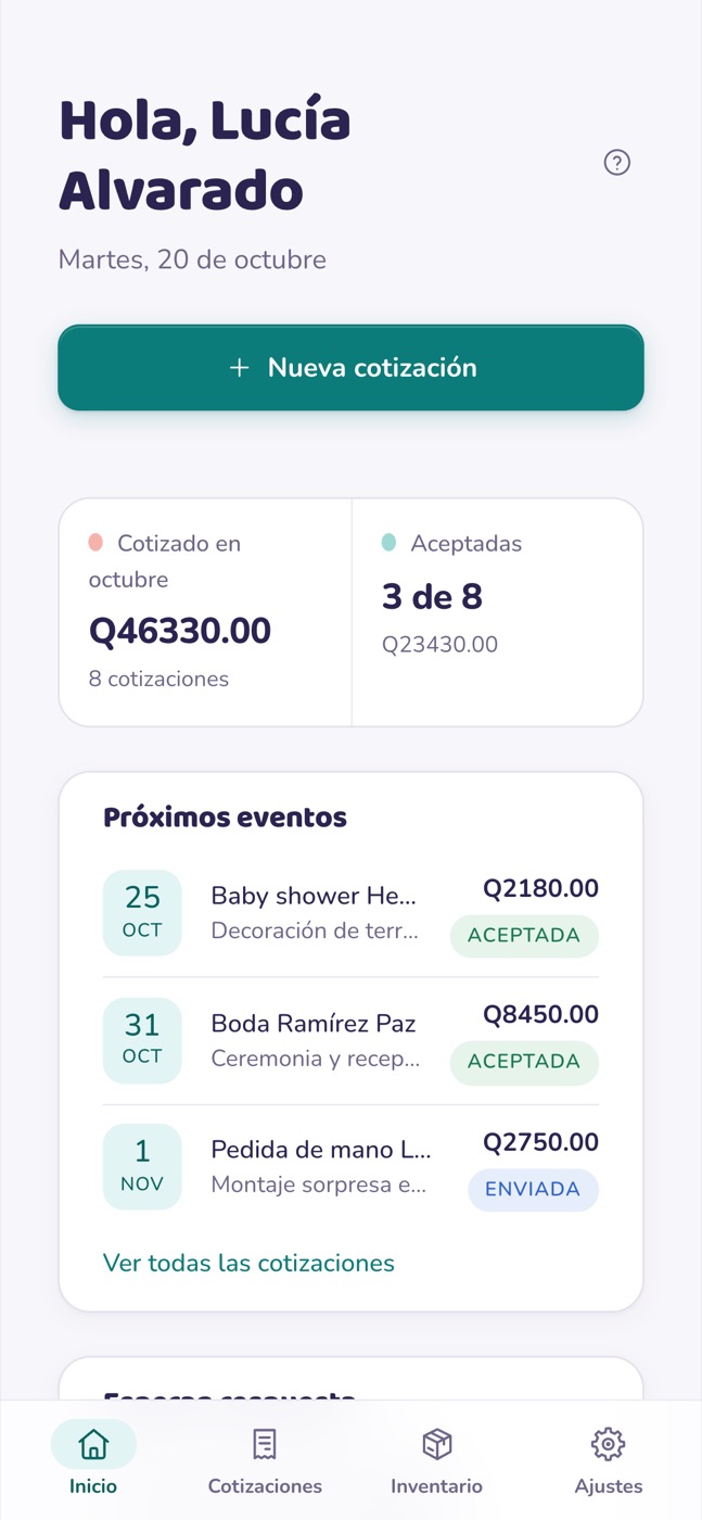 Inicio de dECally en un celular
